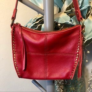 The Sak Red Leather studded Crossbody Bag